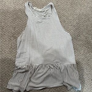 Ginger G Black and White Asymmetrical Peplum Tank Top